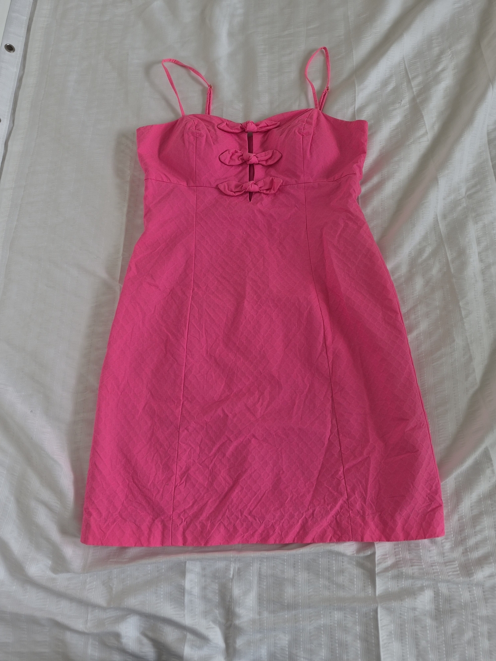 Lilly Pulitzer Hot Pink Front Bow Keyhole Mini Dress Size 2
